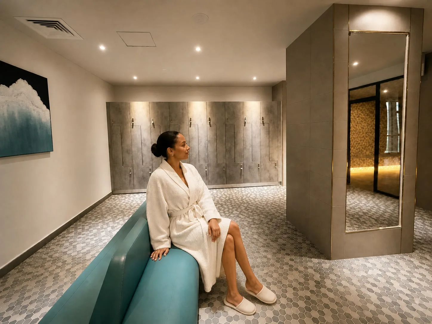 A guest settling into Merkama's private spa facilities